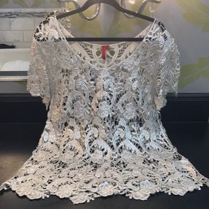 Saks’ 5/48 Silver foil lace top